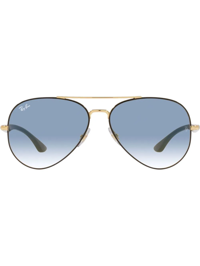 Shop Ray Ban Rb3675 Aviator-frame Sunglasses In Blau