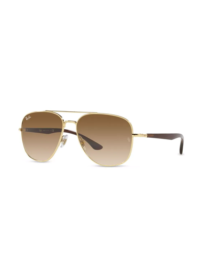 Shop Ray Ban Rb3683 Aviator-frame Sunglasses In Braun