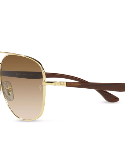 Shop Ray Ban Rb3683 Aviator-frame Sunglasses In Braun