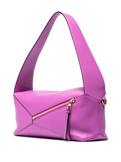 Shop Loewe Puzzle Hobo Shoulder Bag In Purple
