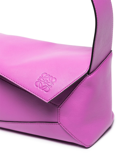 Shop Loewe Puzzle Hobo Shoulder Bag In Purple
