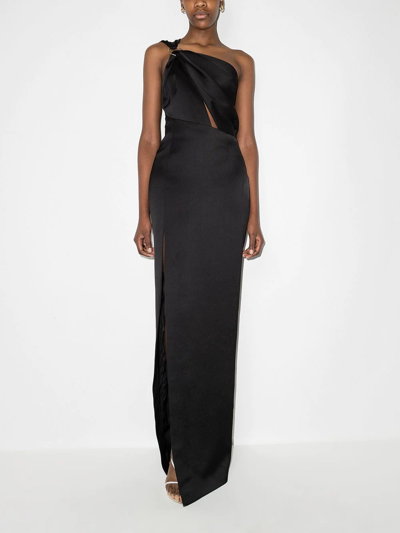 Rasario Asymmetric Cutout Maxi Dress In Black