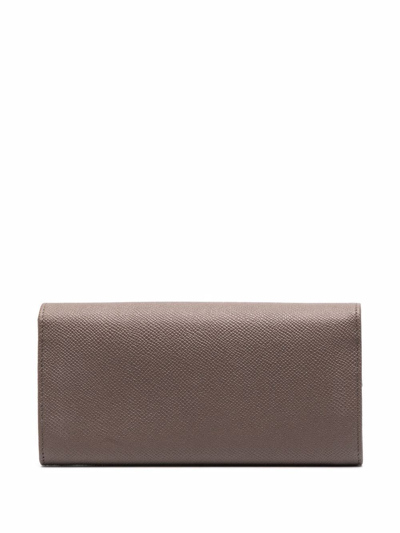 Ferragamo Icona Leather Continental Wallet W/ Hanging Id Tag In Braun