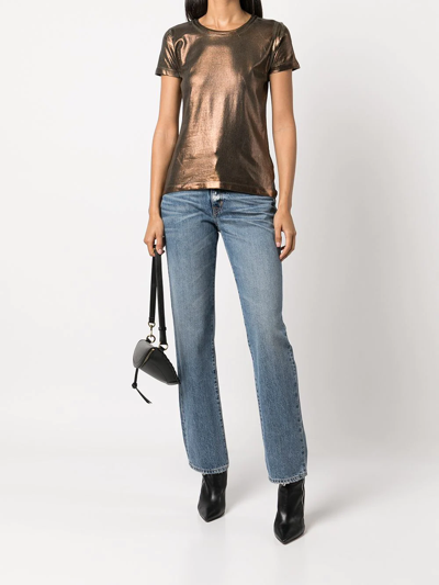 Shop Madison.maison Metallic Cotton T-shirt In Braun