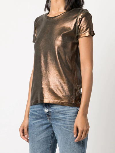 Shop Madison.maison Metallic Cotton T-shirt In Braun