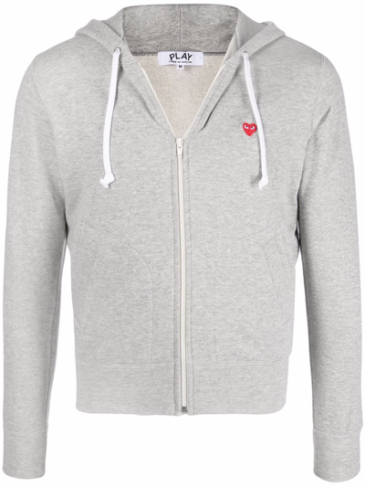 Shop Comme Des Garçons Play Small Red Heart Hoodie In Grau