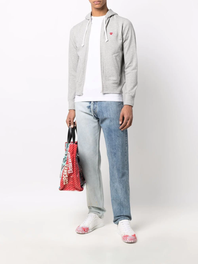 Comme Des Garçons Play Heart Patch Zip-up Hoodie In Grau