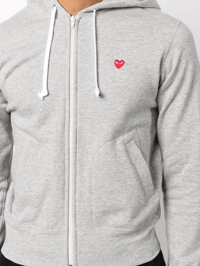 Comme Des Garçons Play Heart Patch Zip-up Hoodie In Grau