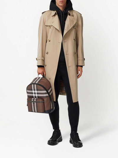 Burberry Check Motif Backpack In Braun