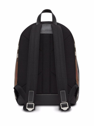 Burberry Check Motif Backpack In Braun