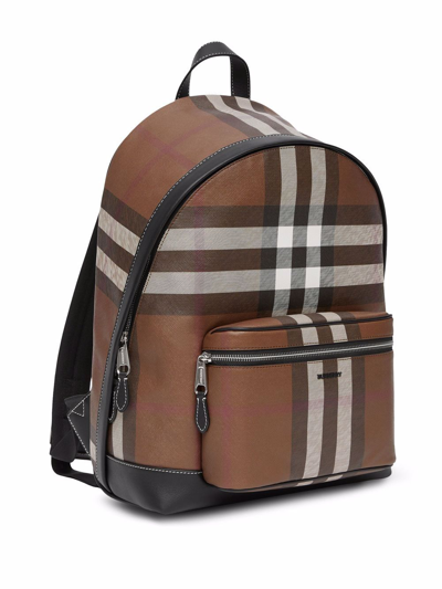 Shop Burberry Check-print Backpack In Braun