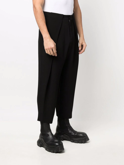 Shop Balmain Side Folded Crepe Cropped Trousers In Schwarz