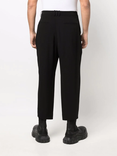 Shop Balmain Side Folded Crepe Cropped Trousers In Schwarz