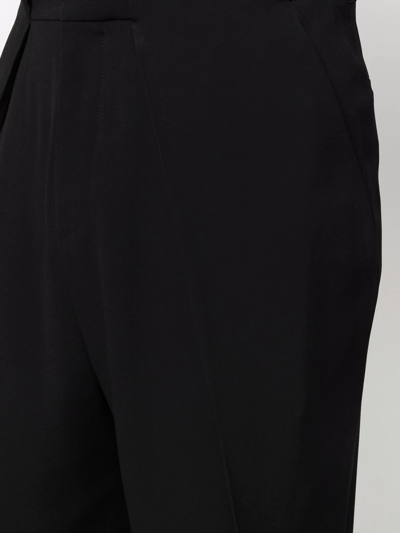 Balmain Draped Straight-leg Cropped Trousers In Schwarz