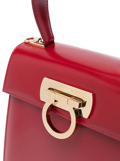 Ferragamo Small Gancini-clasp Top Handle Bag In Red