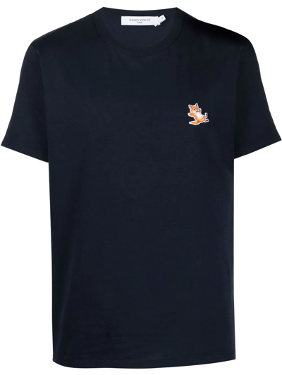 Shop Maison Kitsuné Chillax Fox Cotton T-shirt In Blue