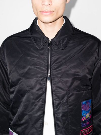 Shop Valentino Quilted Shirt Jacket In Schwarz