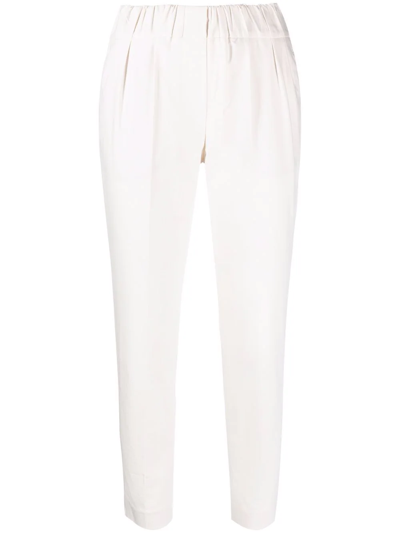 Brunello Cucinelli High-waisted Cropped Trousers In Nude
