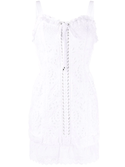 Dolce & Gabbana Short Dress With Openwork Embellishment In Weiss