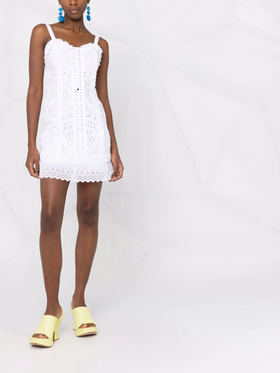 Dolce & Gabbana Short Dress With Openwork Embellishment In Weiss
