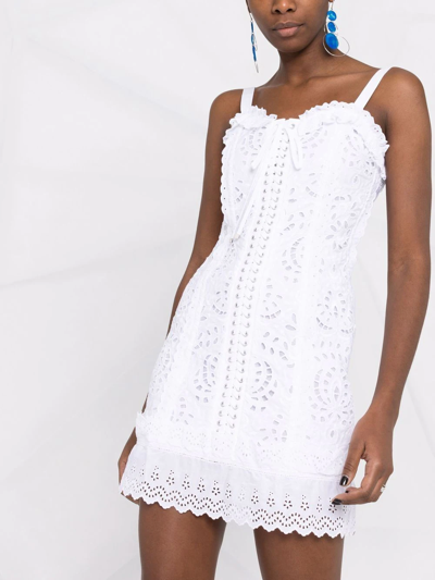 Dolce & Gabbana Short Dress With Openwork Embellishment In Weiss