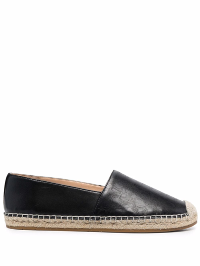 Shop Coach Leather Round-toe Espadrilles In Schwarz