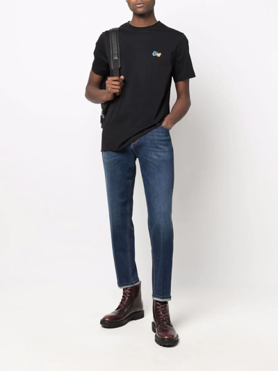 Shop Paul Smith Embroidered-logo Cotton T-shirt In Schwarz