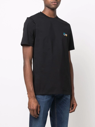 Shop Paul Smith Embroidered-logo Cotton T-shirt In Schwarz