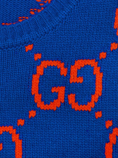 Shop Gucci Gg Intarsia-knit Jumper In Blau