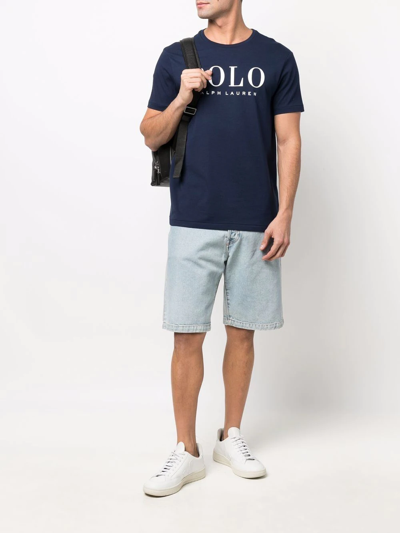 Shop Polo Ralph Lauren Logo-print Cotton T-shirt In Blau