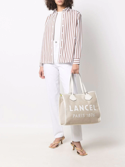 Shop Lancel Logo-print Tote Bag In Nude