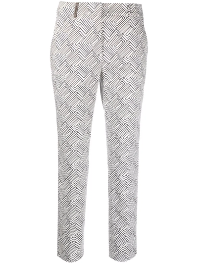 Shop Peserico Graphic-print Cropped Trousers In Weiss