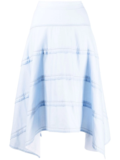 Shop Peserico Asymmetric A-line Skirt In Blau