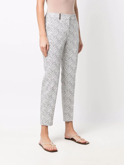 Shop Peserico Graphic-print Cropped Trousers In Weiss