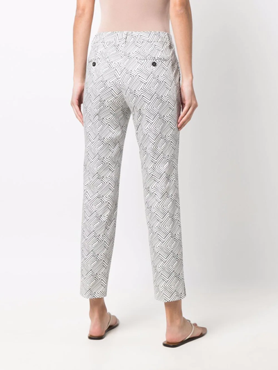 Shop Peserico Graphic-print Cropped Trousers In Weiss