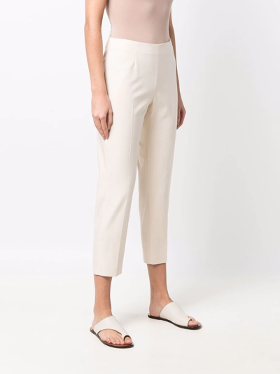 Shop Peserico Mid-rise Cropped Trousers In Nude