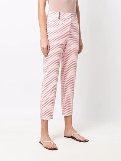 Shop Peserico Polka Dot-print Cropped Trousers In Nude