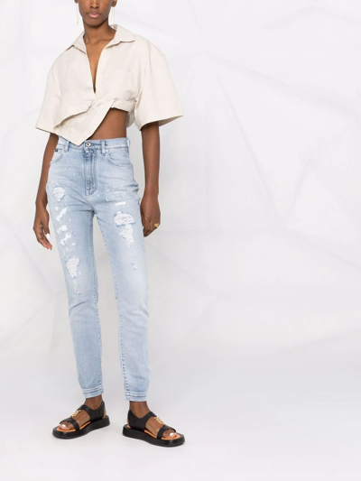 Dolce & Gabbana Grace Distressed Skinny Jeans In Blau
