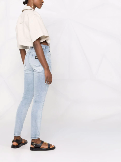 Dolce & Gabbana Grace Distressed Skinny Jeans In Blau