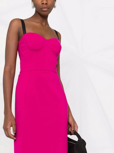Shop Dolce & Gabbana Bustier-style Midi Dress In Rosa