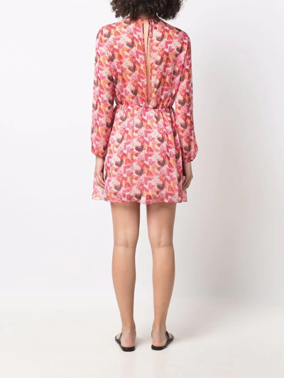 Shop Red Valentino Heart-print Long Sleeved Mini Dress In Rosa
