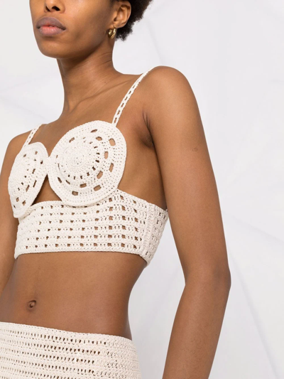 Shop Magda Butrym Knitted Crop Top In Nude