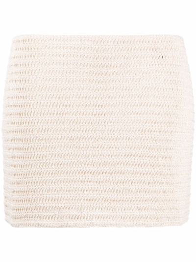 Shop Magda Butrym Knitted Miniskirt In Nude
