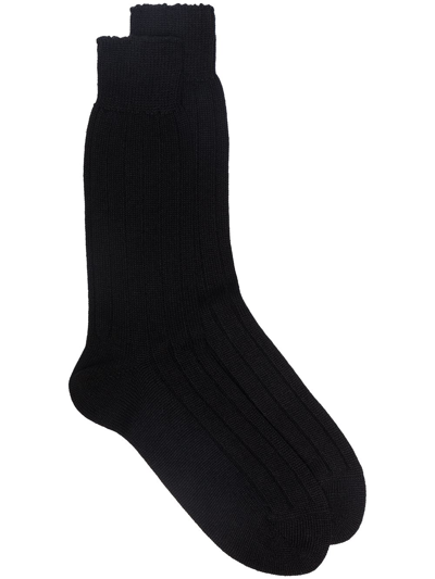 Shop Tom Ford Logo-print Cashmere Socks In Black