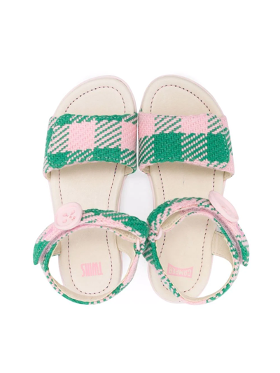 Camper Twins Checked Sandals In Pink