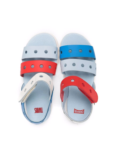 Shop Camper Twins Colour-block Touch-strap Sandals In Blue