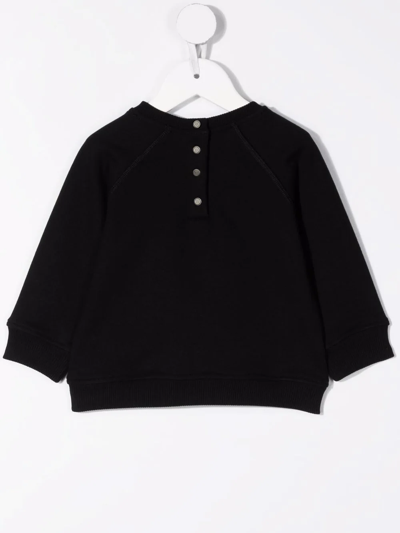 Shop Balmain Appliqué-logo Cotton Sweatshirt In Black