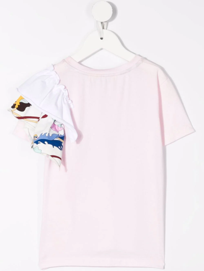 Shop Emilio Pucci Junior Ruffled-detail Cotton T-shirt In Pink