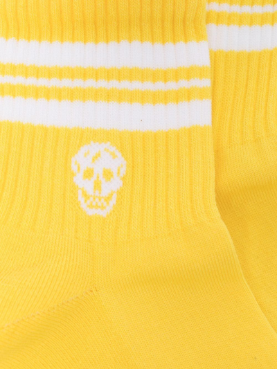 Shop Alexander Mcqueen Skull Stripe Anke Socks In Yellow