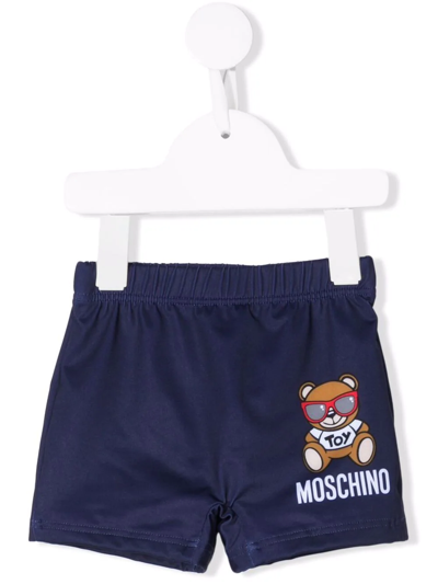 Shop Moschino Logo-print Swim Shorts In Blue